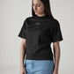 Women's Brand Logo Black Collar Neck T-shirt - Side View