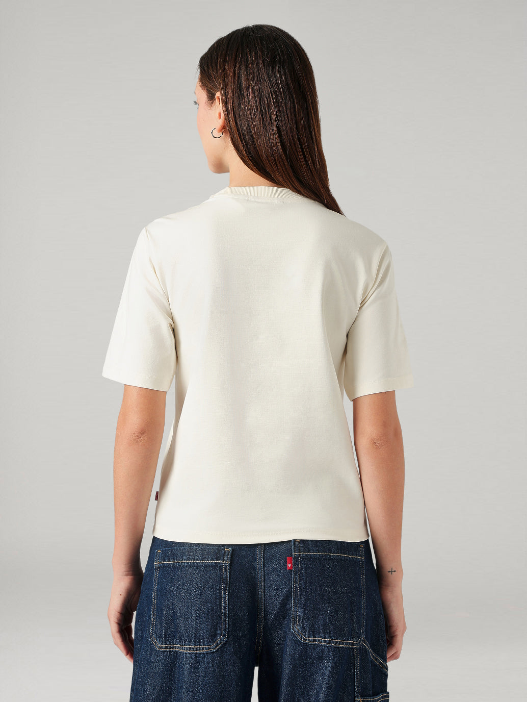 Women's Solid Regular Fit T-Shirt - Back View