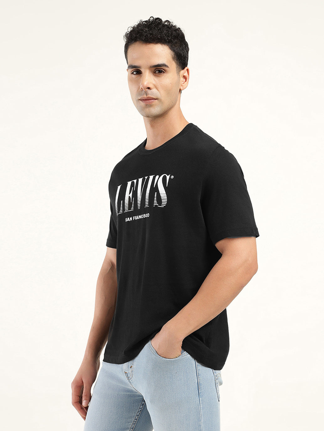 Men's Brand Logo Regular Fit T-Shirt - Side View