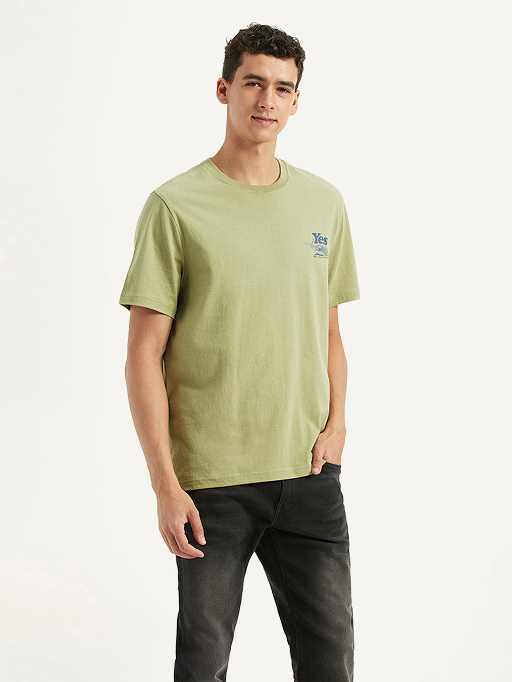 Men's Solid Crew Neck T-Shirt - Side View