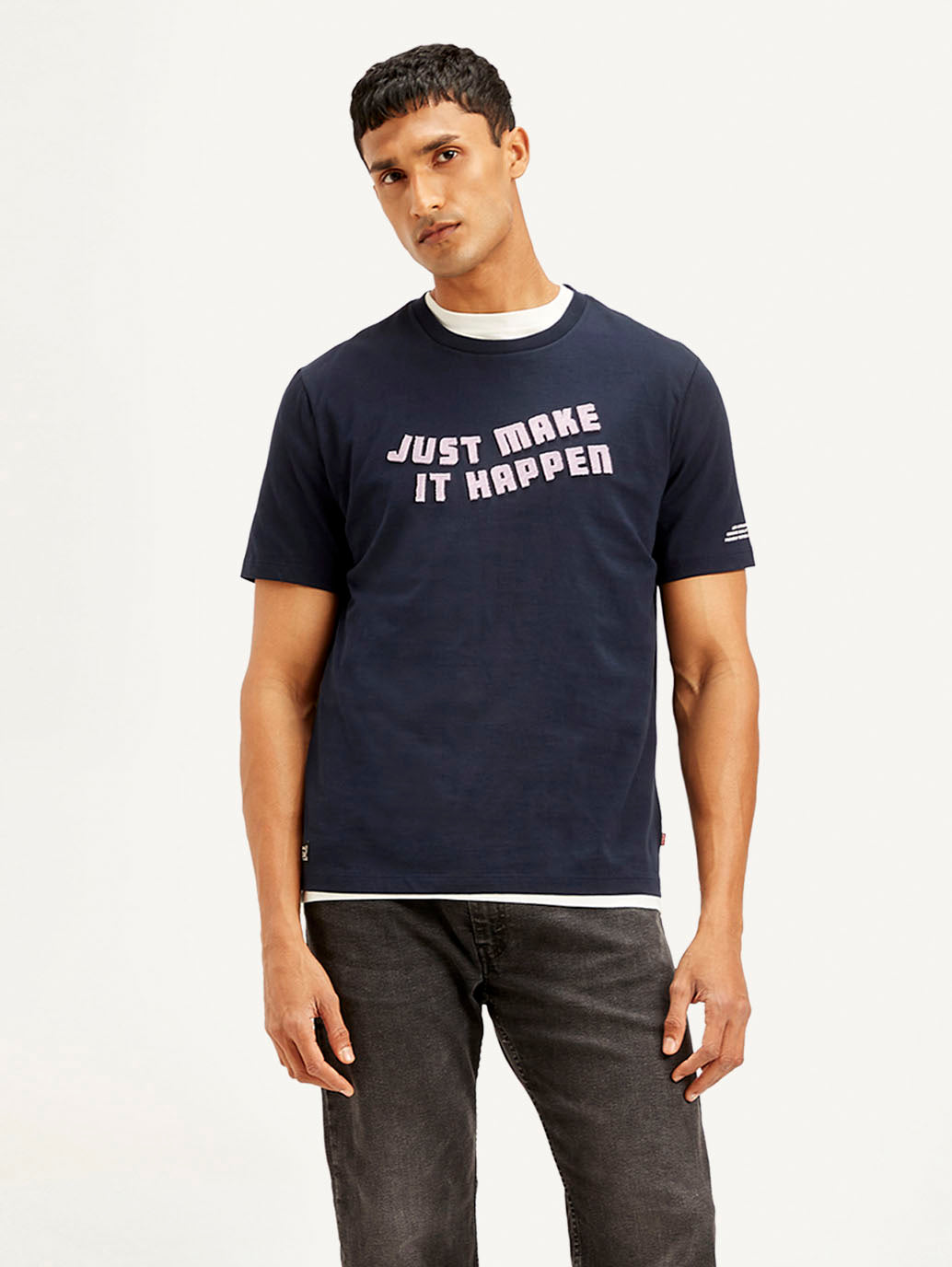 Men's Typography Crew Neck T-shirt - Front View