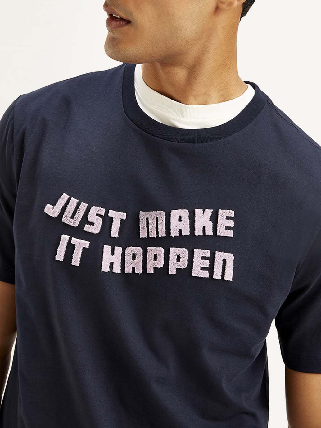 Men's Typography Crew Neck T-shirt - Detail View