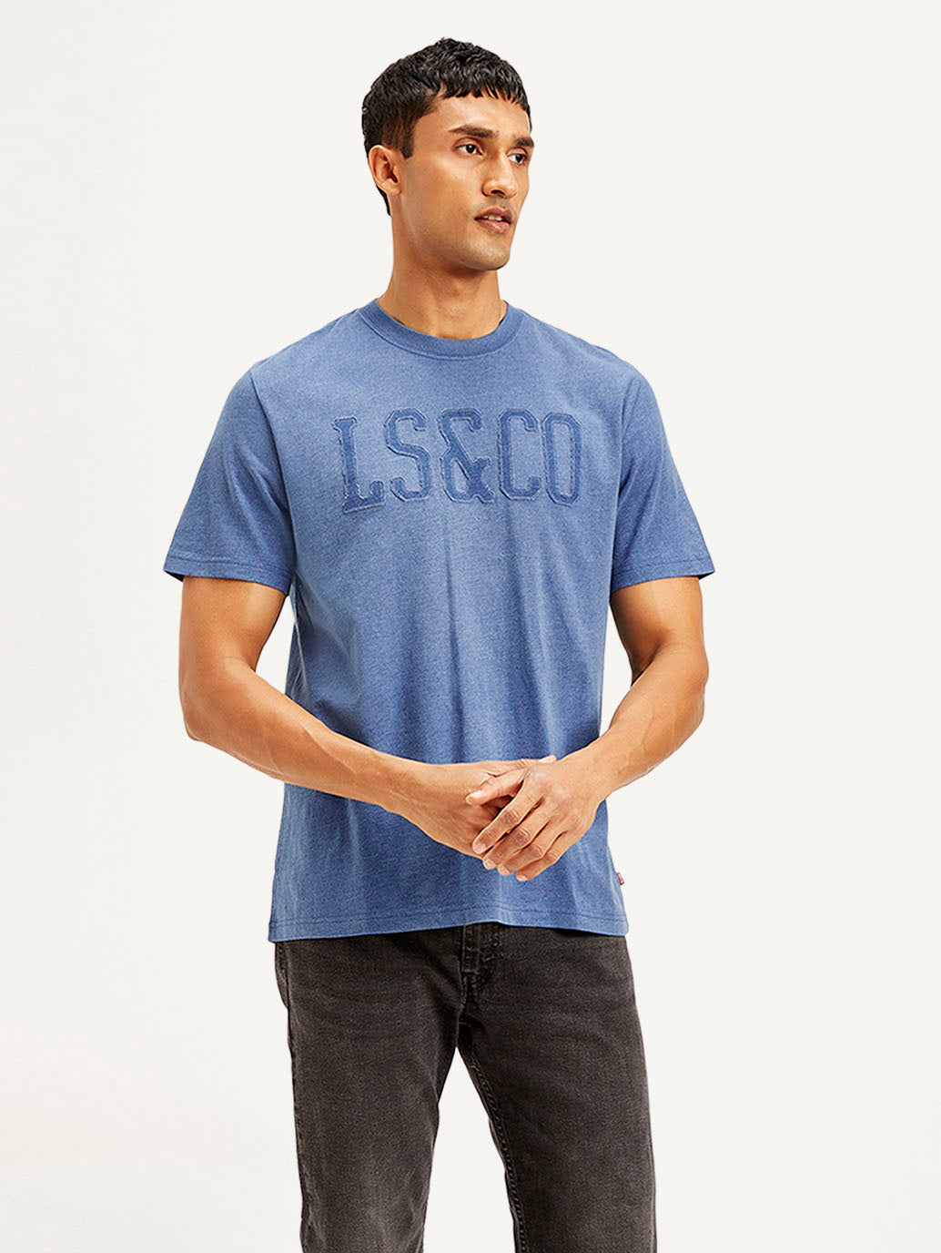 Men's Brand Logo Crew Neck T-shirt - Side View