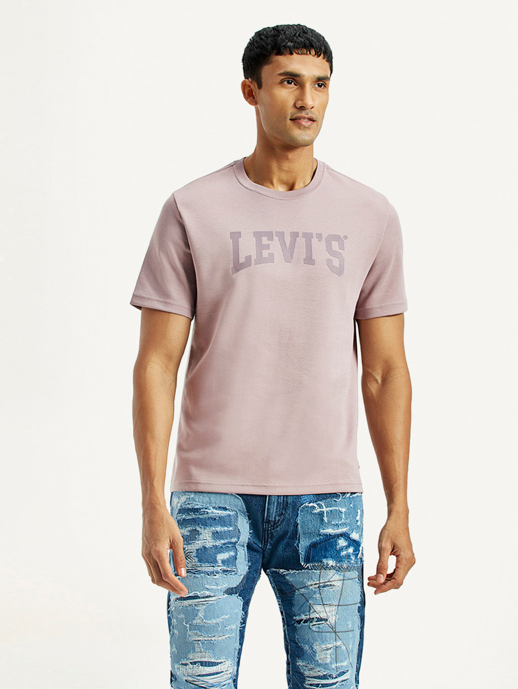 Men's Typographic Print Regular Fit T-Shirt - Front View