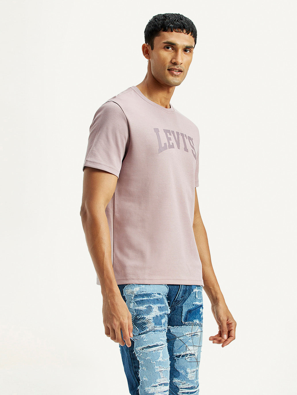 Men's Typographic Print Regular Fit T-Shirt - Side View