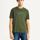 Men's Typography Olive Crew Neck T-shirt - Front View