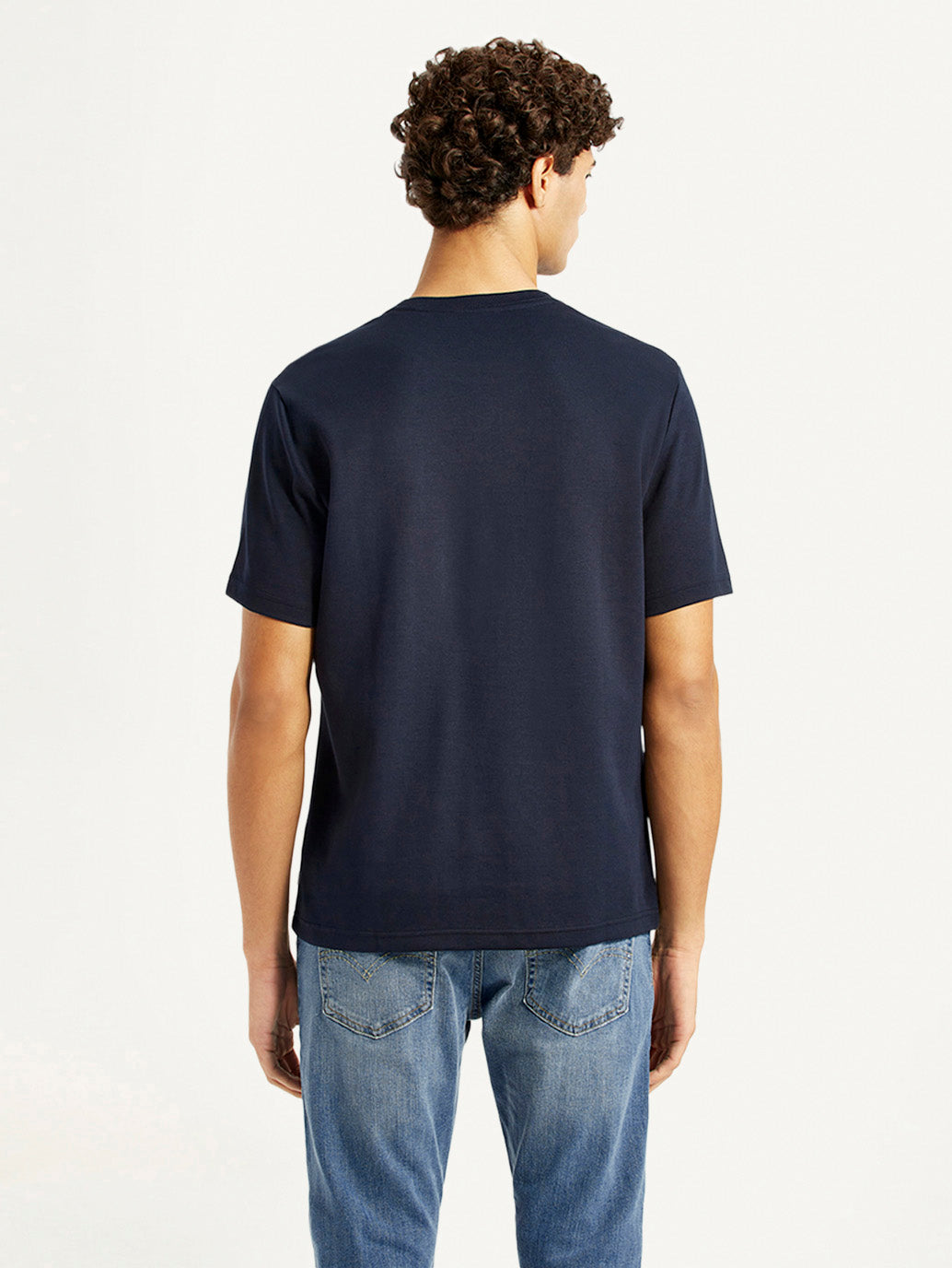 Men's Brand Logo Navy Crew Neck T-shirt - Back View