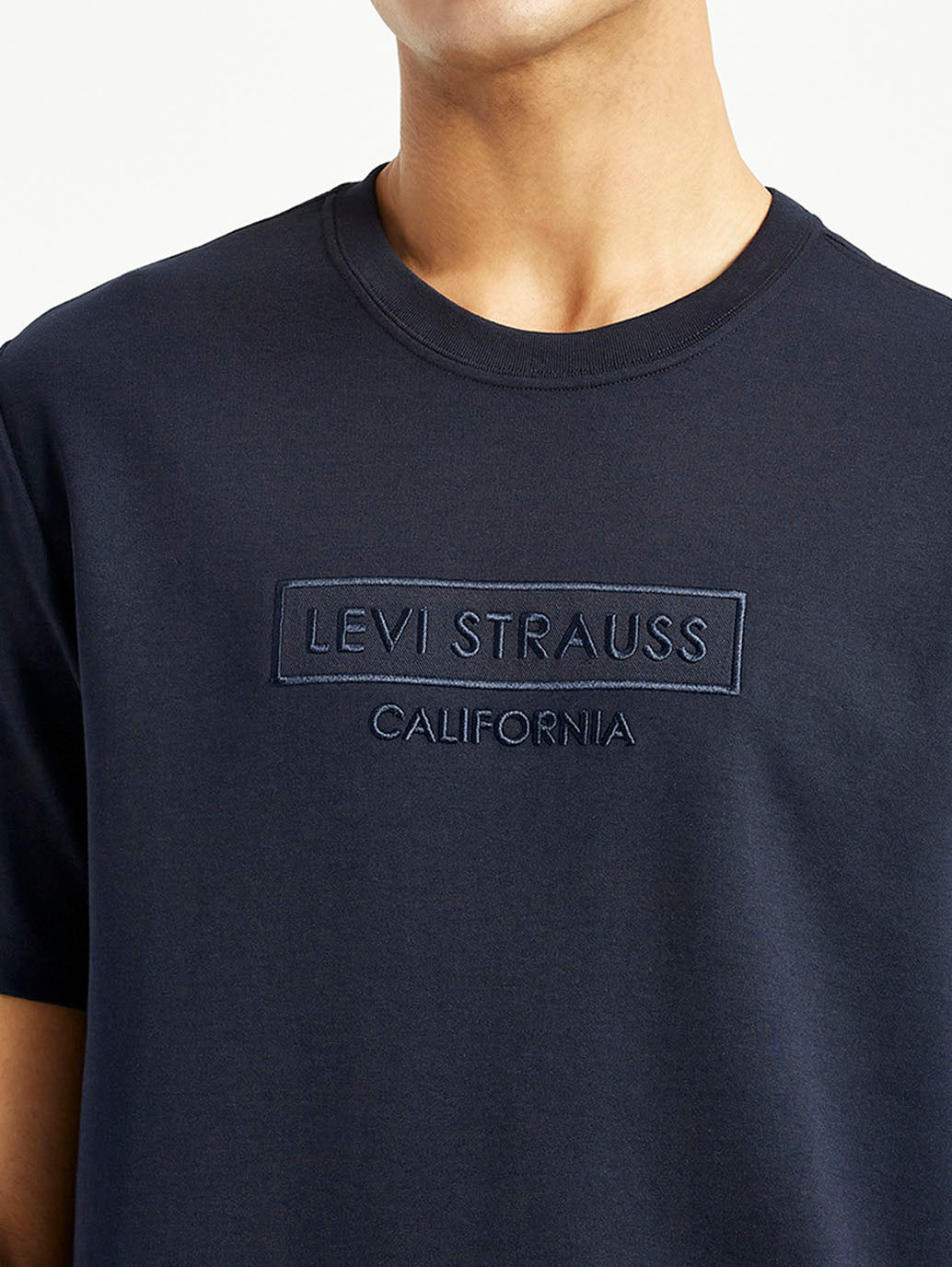 Men's Brand Logo Navy Crew Neck T-shirt - Detail View