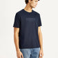 Men's Brand Logo Navy Crew Neck T-shirt - Side View