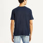 Men's Brand Logo Navy Crew Neck T-shirt - Back View