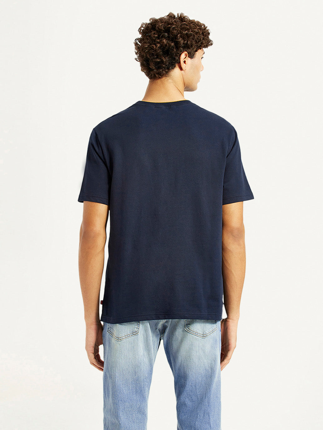 Men's Brand Logo Navy Crew Neck T-shirt - Back View