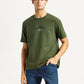 Men's Typography Olive Crew Neck T-shirt - Styleshot View