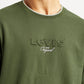Men's Typography Olive Crew Neck T-shirt - Detail View