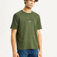 Men's Typography Olive Crew Neck T-shirt - Side View