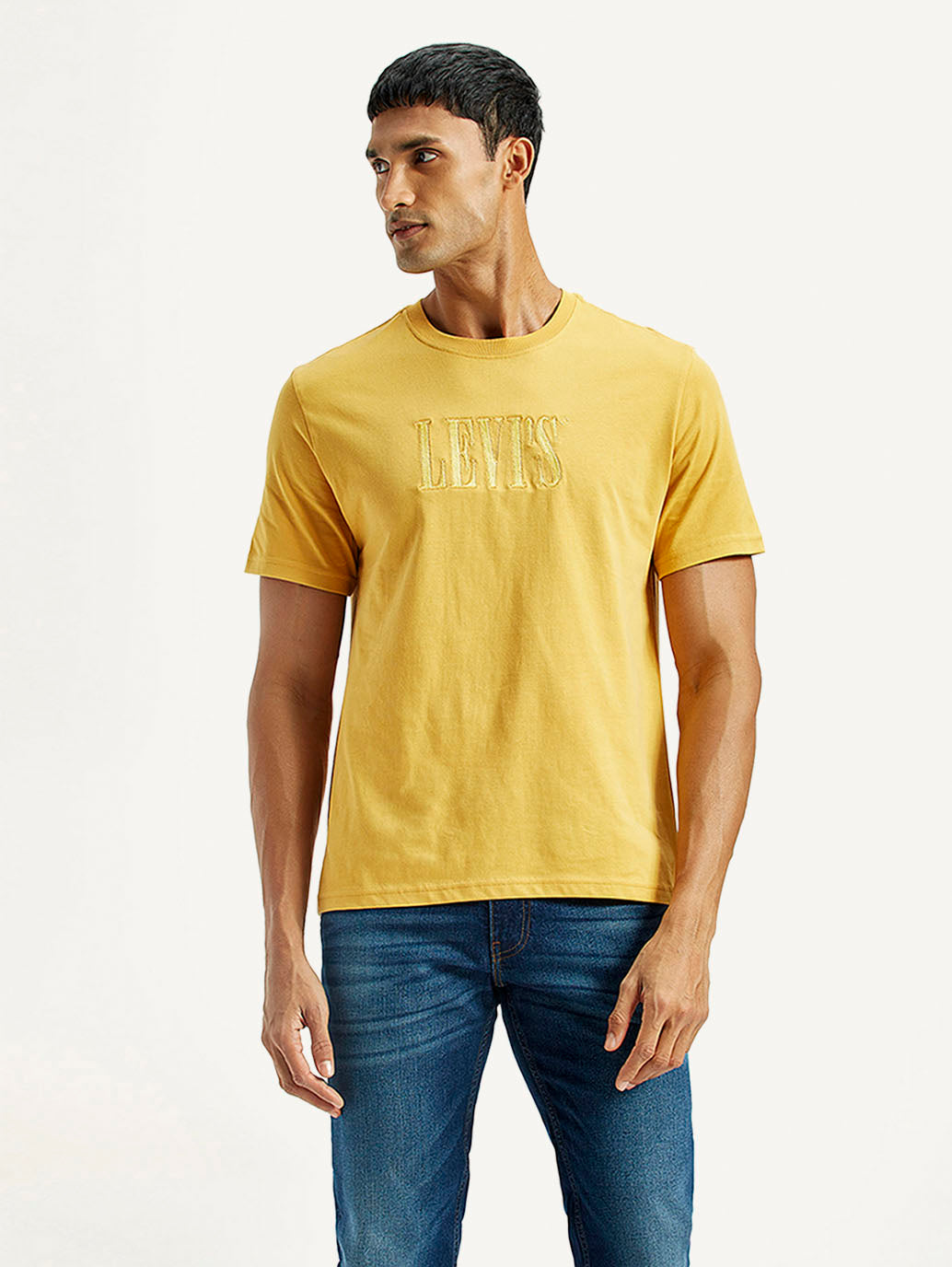 Men's Typographic Print Regular Fit T-Shirt - Front View