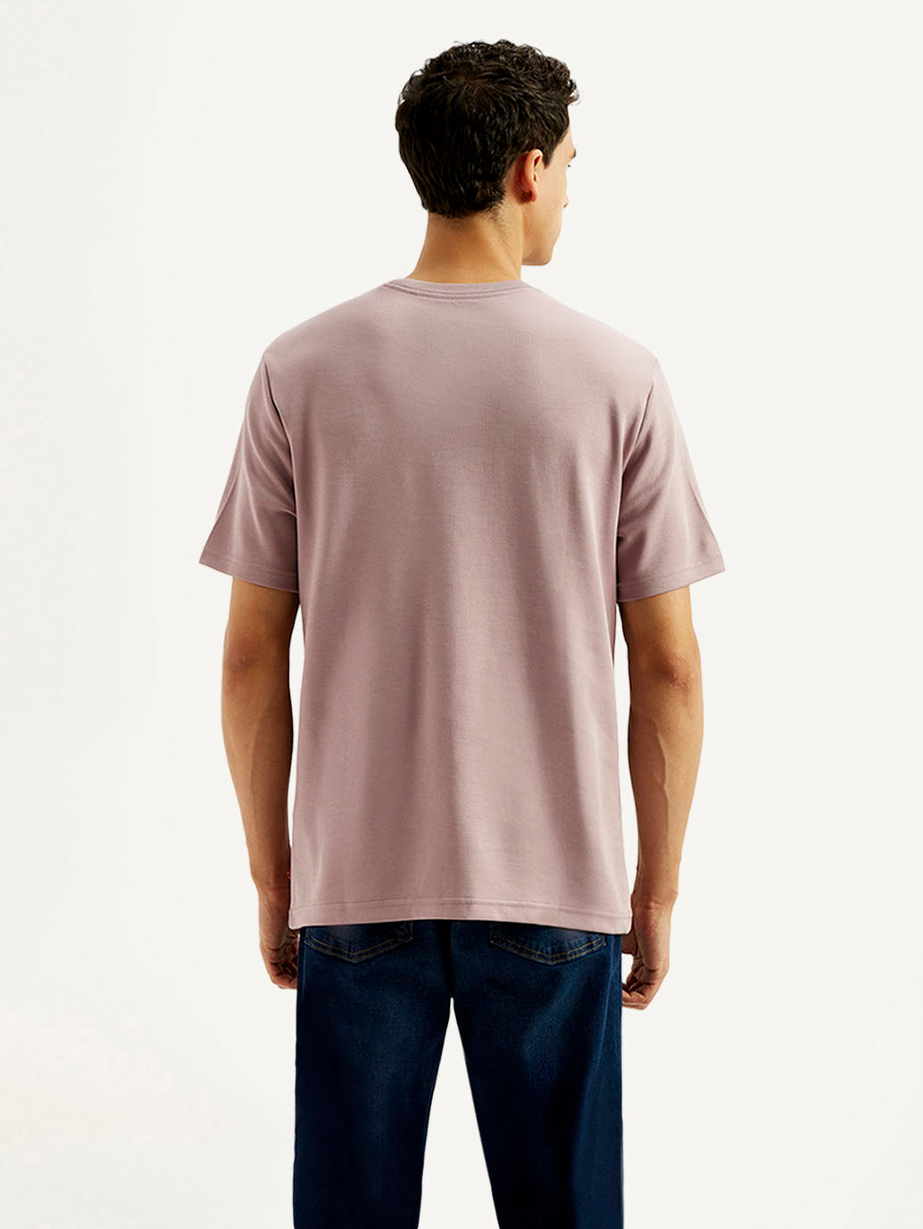Men's Solid Crew Neck T-shirt - Back View