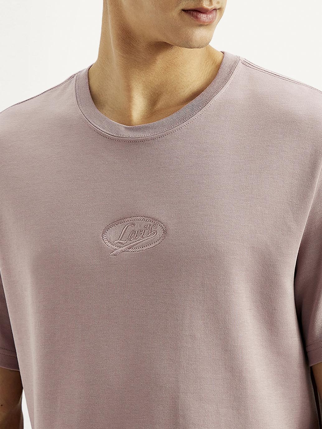 Men's Solid Crew Neck T-shirt - Detail View