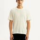 Men's Self Design Cream Crew Neck T-shirt - Front View