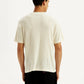 Men's Self Design Cream Crew Neck T-shirt - Back View