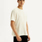 Men's Self Design Cream Crew Neck T-shirt - Side View