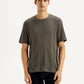 Men's Self Design Brown Crew Neck T-shirt - Front View
