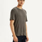 Men's Self Design Brown Crew Neck T-shirt - Side View
