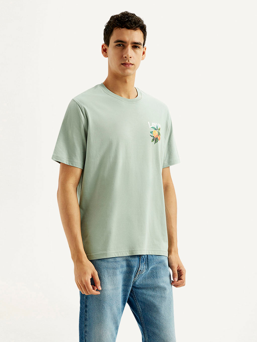 Men's Graphic Print Crew Neck T-shirt - Side View