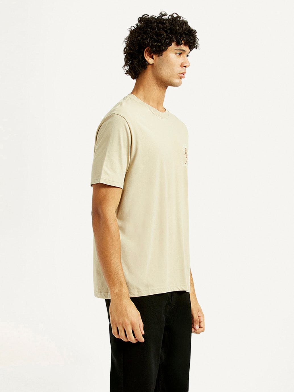 Men's Graphic Print Crew Neck T-shirt - Side View
