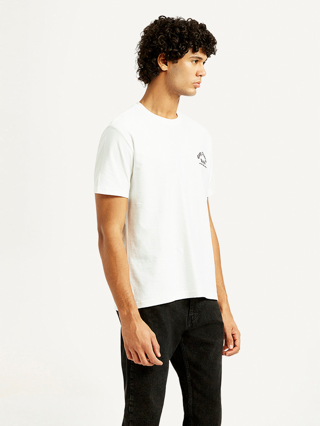 Men's Graphic Print Crew Neck T-shirt - Side View