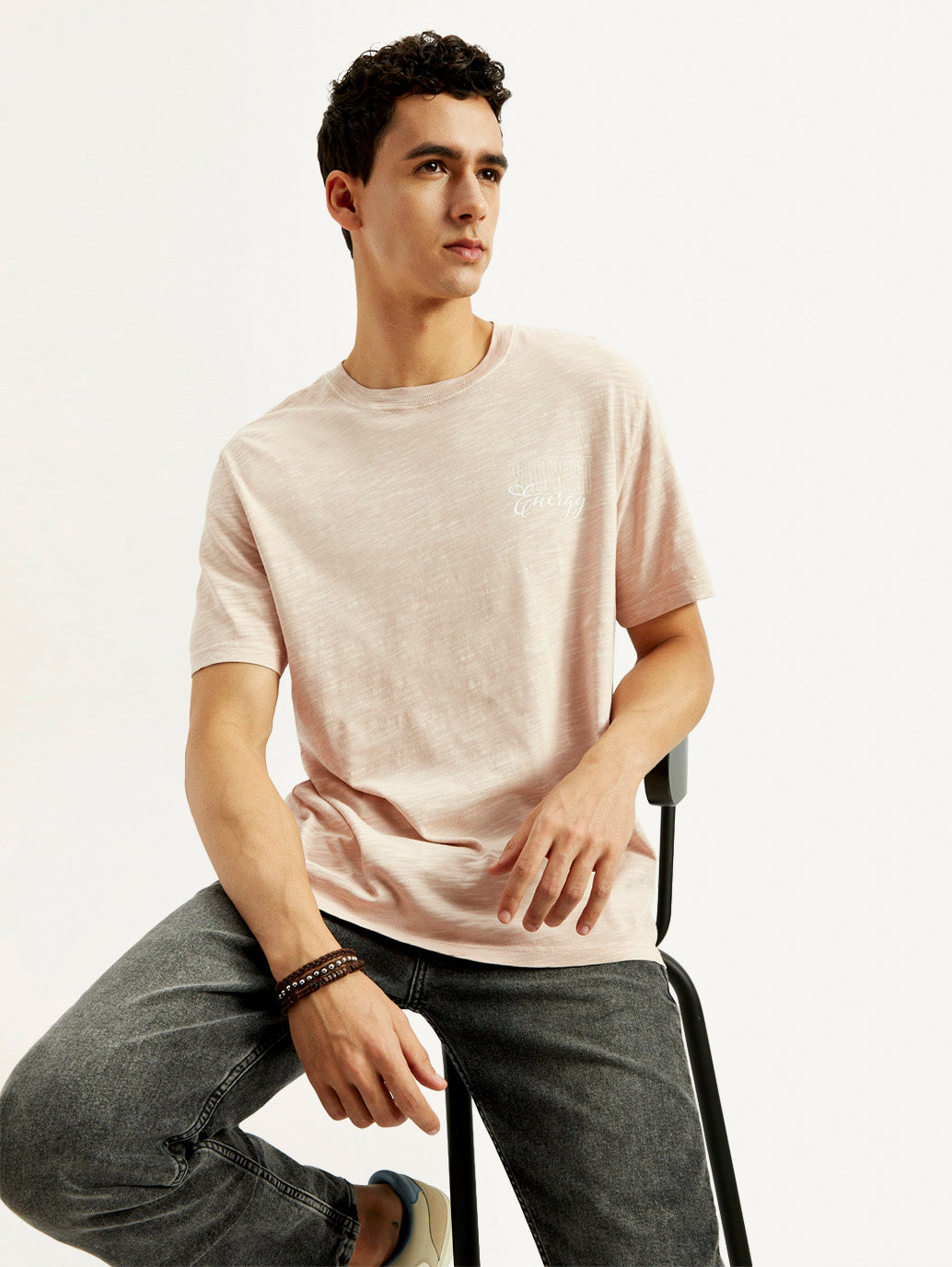 Men's Typography Overdyed Crew Neck T-shirt - Elevated View
