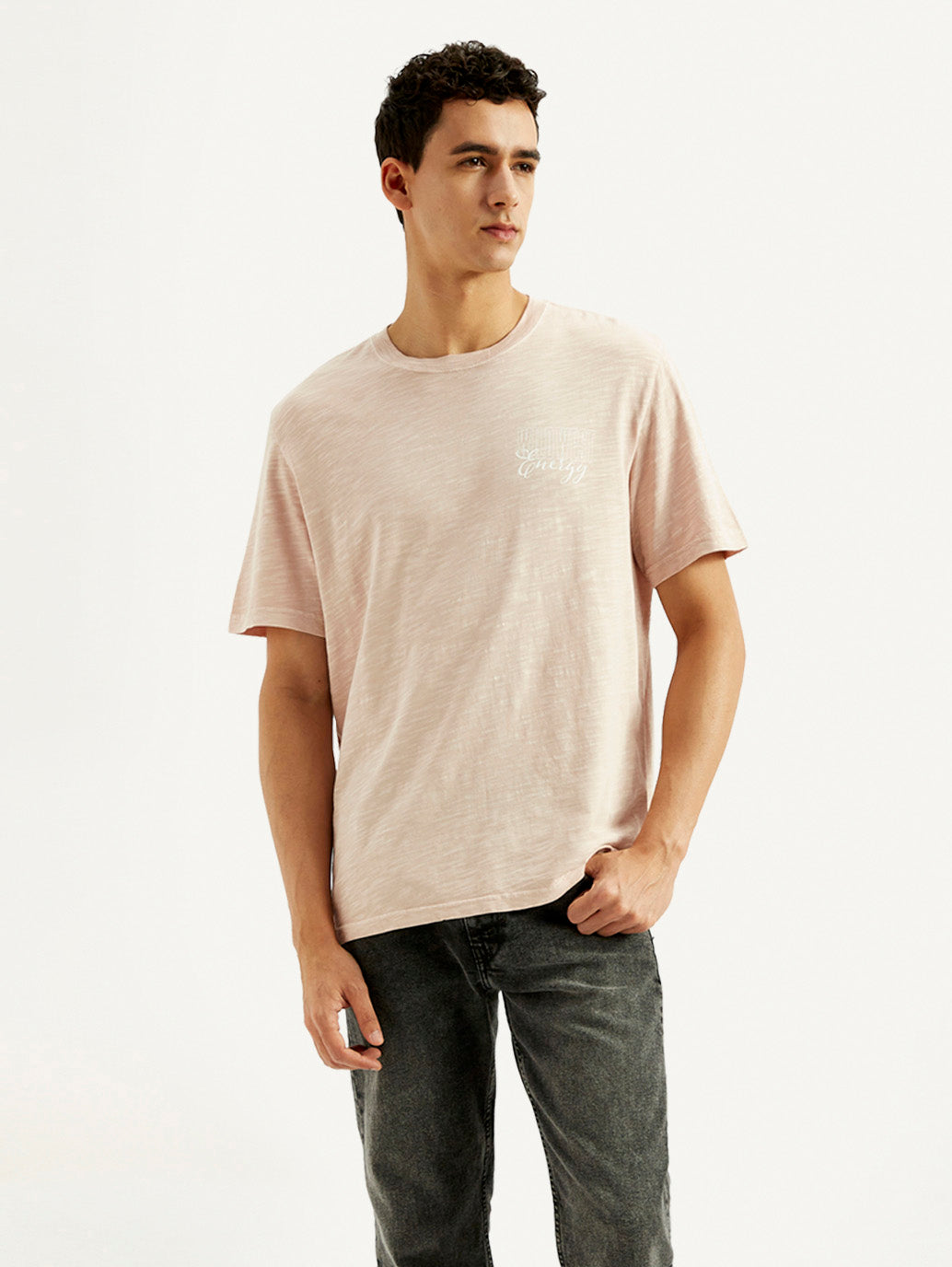 Men's Typography Overdyed Crew Neck T-shirt - Styleshot View