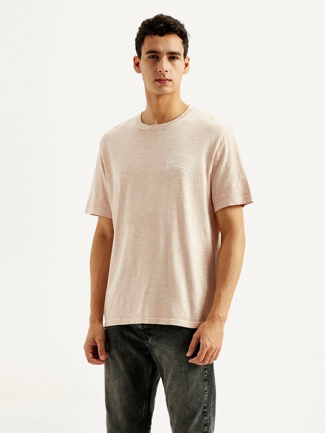 Men's Typography Overdyed Crew Neck T-shirt - Front View