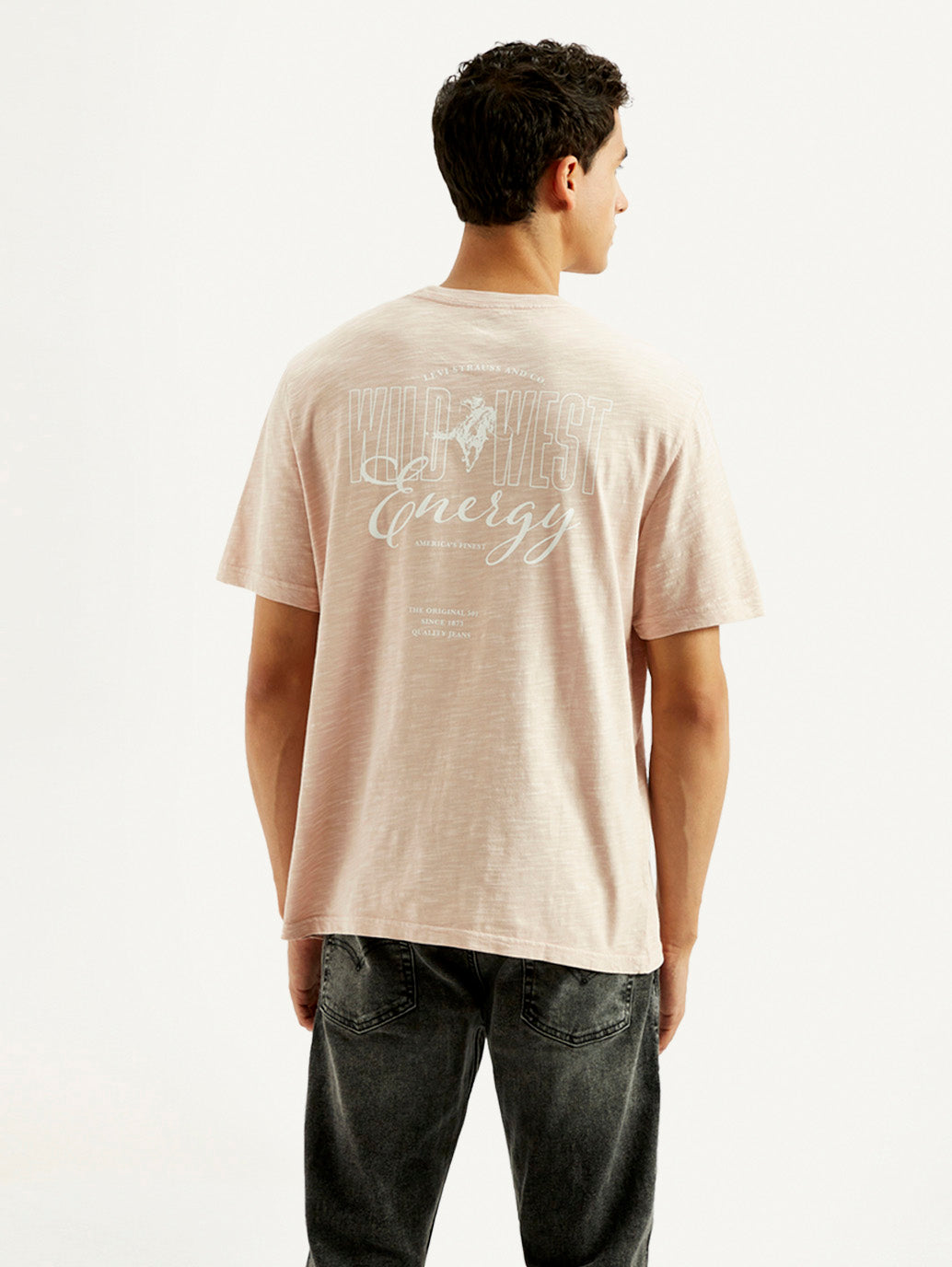Men's Typography Overdyed Crew Neck T-shirt - Back View