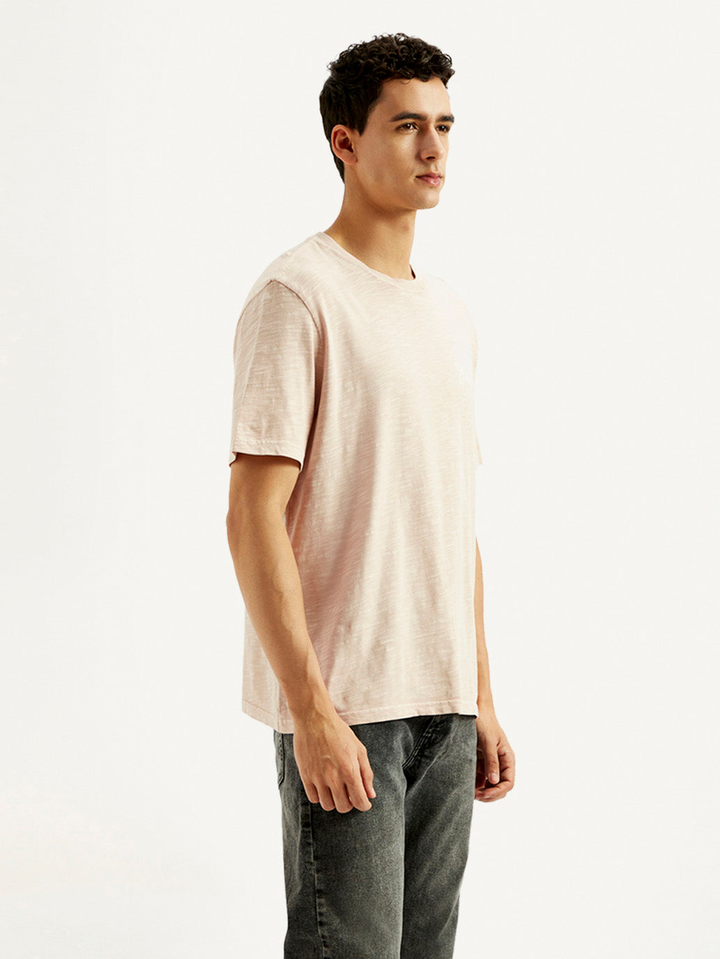 Men's Typography Overdyed Crew Neck T-shirt - Side View