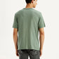Men's Overdyed Olive Green Crew Neck T-shirt - Back View
