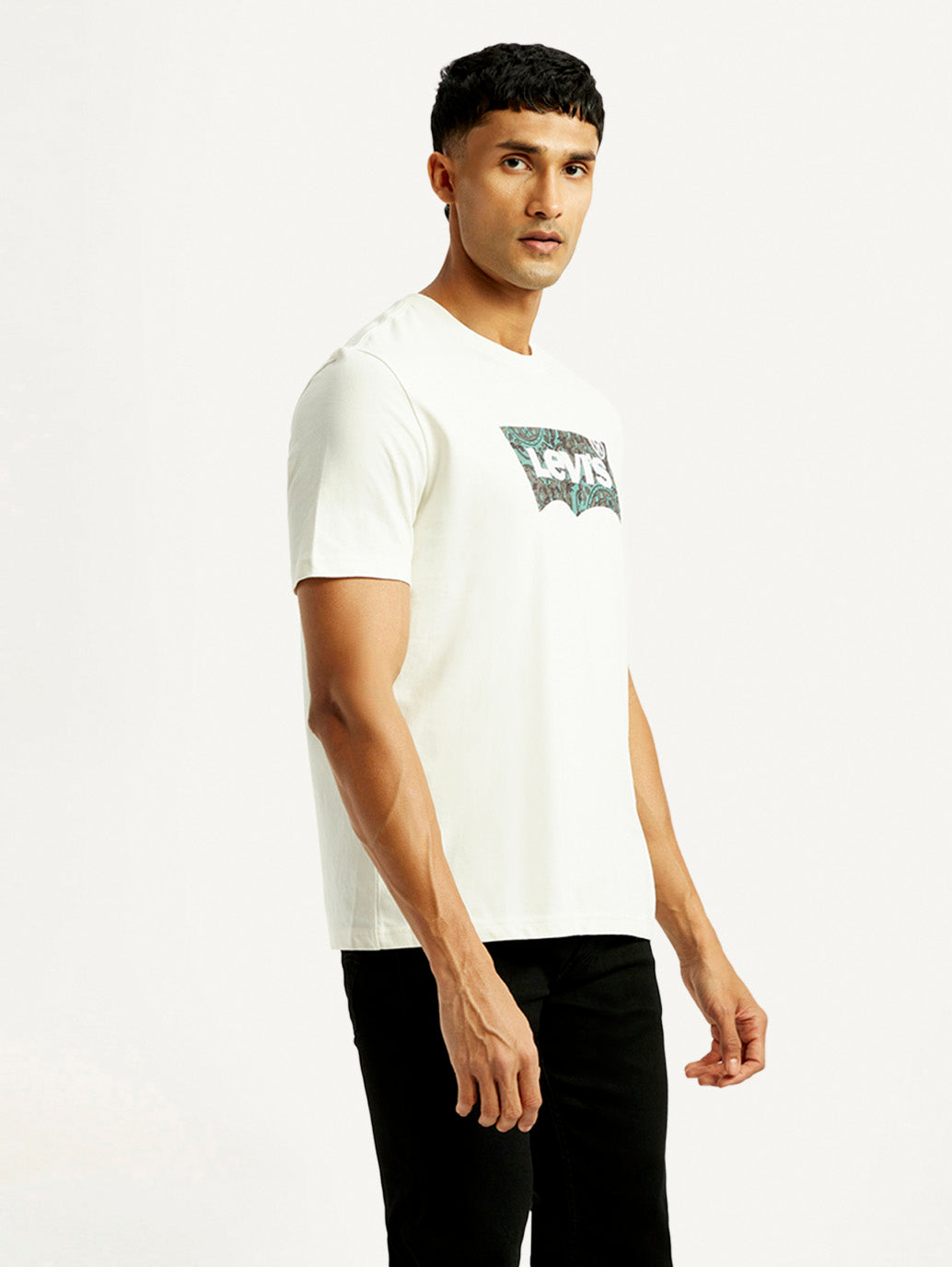 Men's Brand Logo Crew Neck T-shirt - Side View