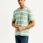 Men's Striped Light Green Crew Neck T-shirt - Styleshot View