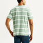 Men's Striped Light Green Crew Neck T-shirt - Back View