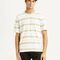 Men's Striped White Crew Neck T-shirt - Front View
