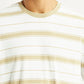 Men's Striped White Crew Neck T-shirt - Detail View
