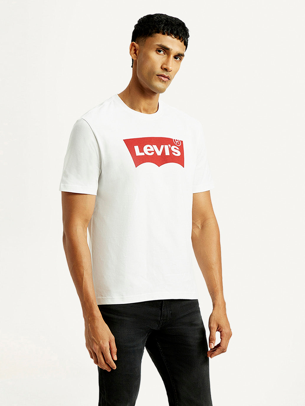 Men's Brand Logo Crew Neck T-shirt - Side View