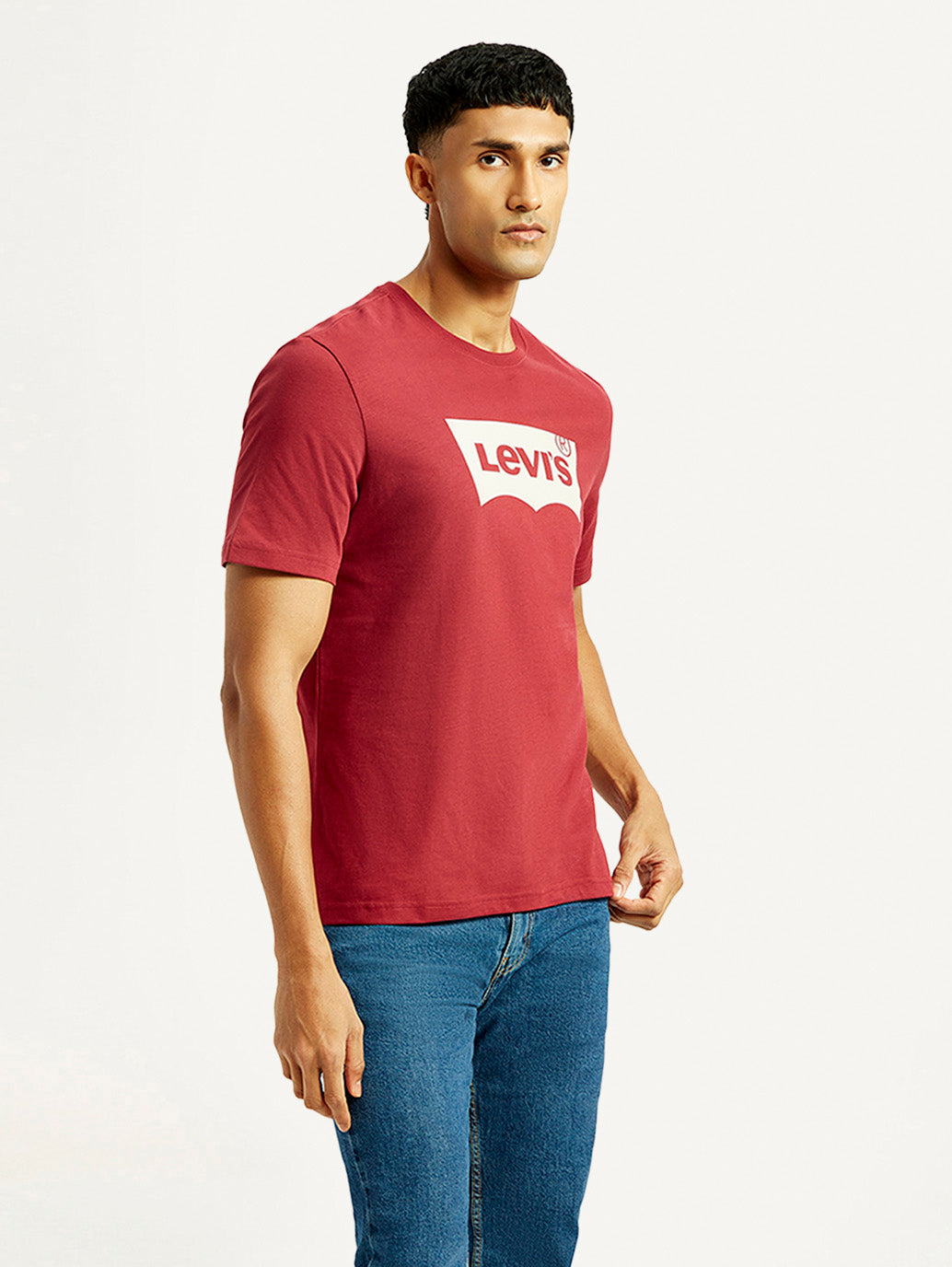 Men's Brand Logo Crew Neck T-shirt - Side View
