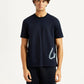 Men's Graphic Print Navy Crew Neck T-shirt - Front View
