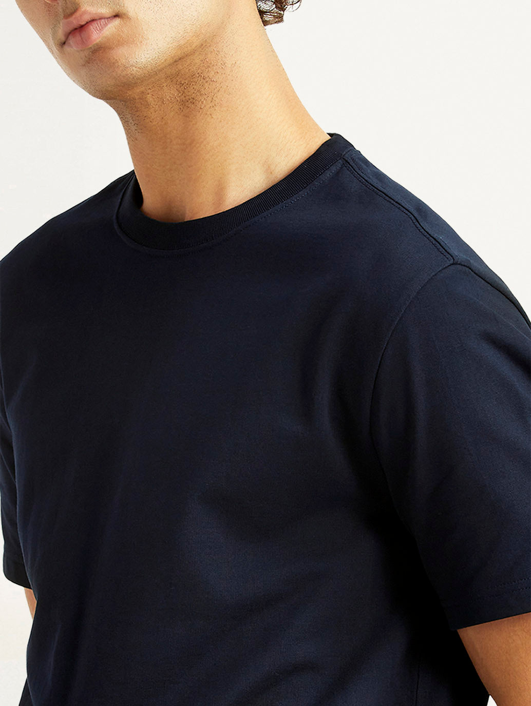 Men's Graphic Print Navy Crew Neck T-shirt - Detail View