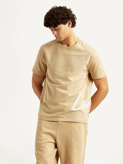 levi's Men's Graphic Print Beige Crew Neck T-shirt-picture-12