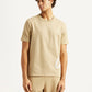 Men's Graphic Print Beige Crew Neck T-shirt - Front View