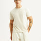 Men's Solid Off White Crew Neck T-shirt - Styleshot View