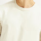 Men's Solid Off White Crew Neck T-shirt - Detail View