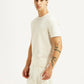Men's Solid Off White Crew Neck T-shirt - Side View