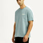 Men's Solid Light Blue Crew Neck T-shirt - Side View